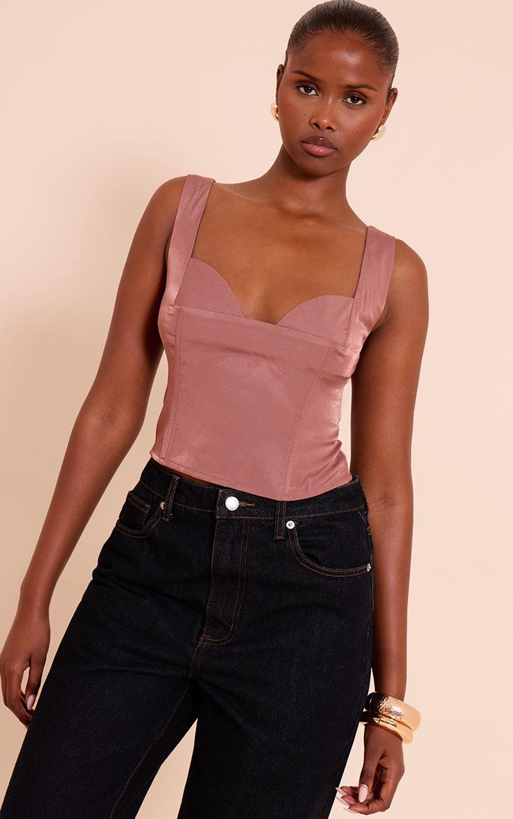 Pretty Little Thing Mauve Cup Detail Boned Matte Satin Corset