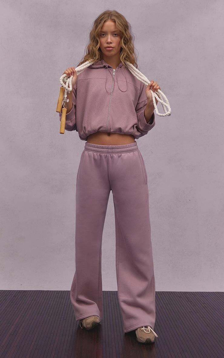 Pretty Little Thing Mauve Loopback Elasticated Waist Zip Hoodie