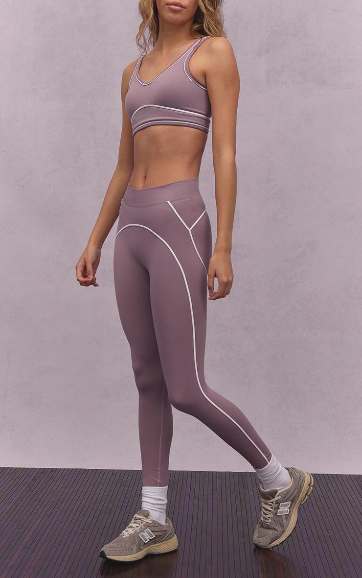 Pretty Little Thing Mauve Seamless Contrast Detail Leggings