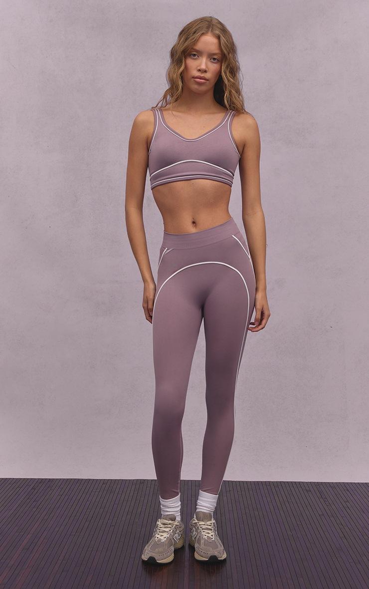 Pretty Little Thing Mauve Seamless Contrast Detail Leggings