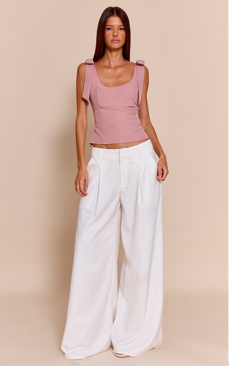 Pretty Little Thing Mauve Woven Bow Strap Detail Long Top