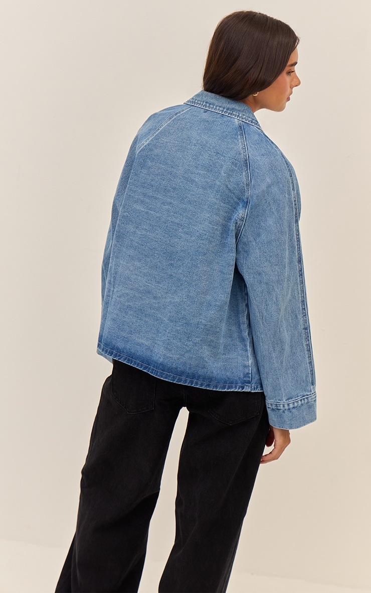 Pretty Little Thing Mid Blue Oversized Denim Car Coat