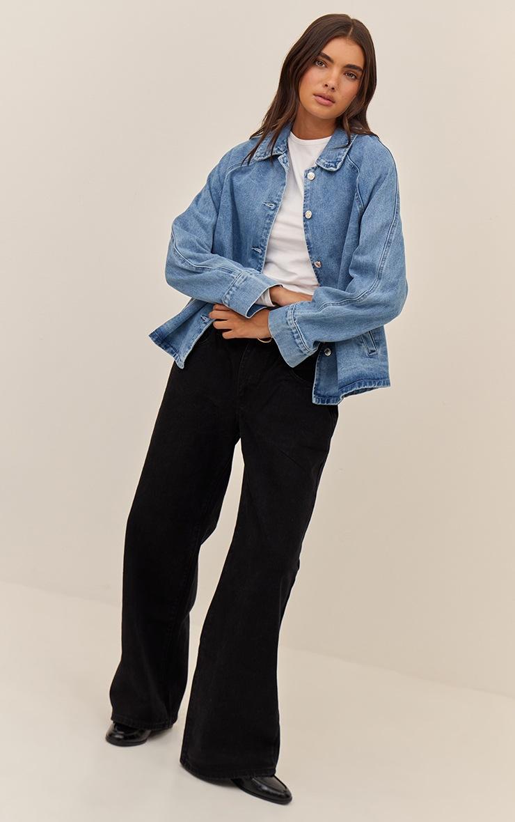 Pretty Little Thing Mid Blue Oversized Denim Car Coat
