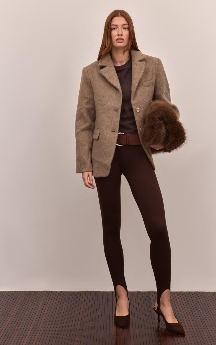 Pretty Little Thing Mink Brushed Wool Look Oversized Blazer