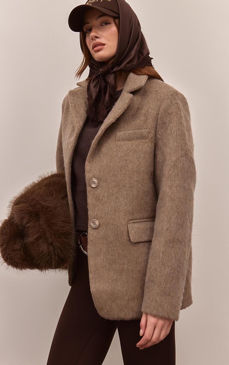 Pretty Little Thing Mink Brushed Wool Look Oversized Blazer