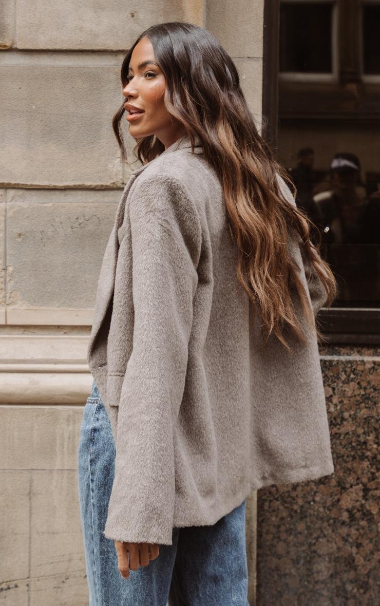 Pretty Little Thing Mink Oversized Textured Wool Look Blazer
