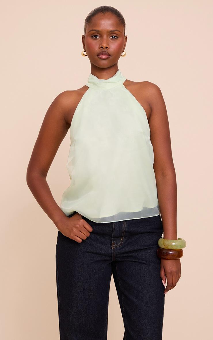 Pretty Little Thing Mint Chiffon High Neck Sleeveless Cami Top