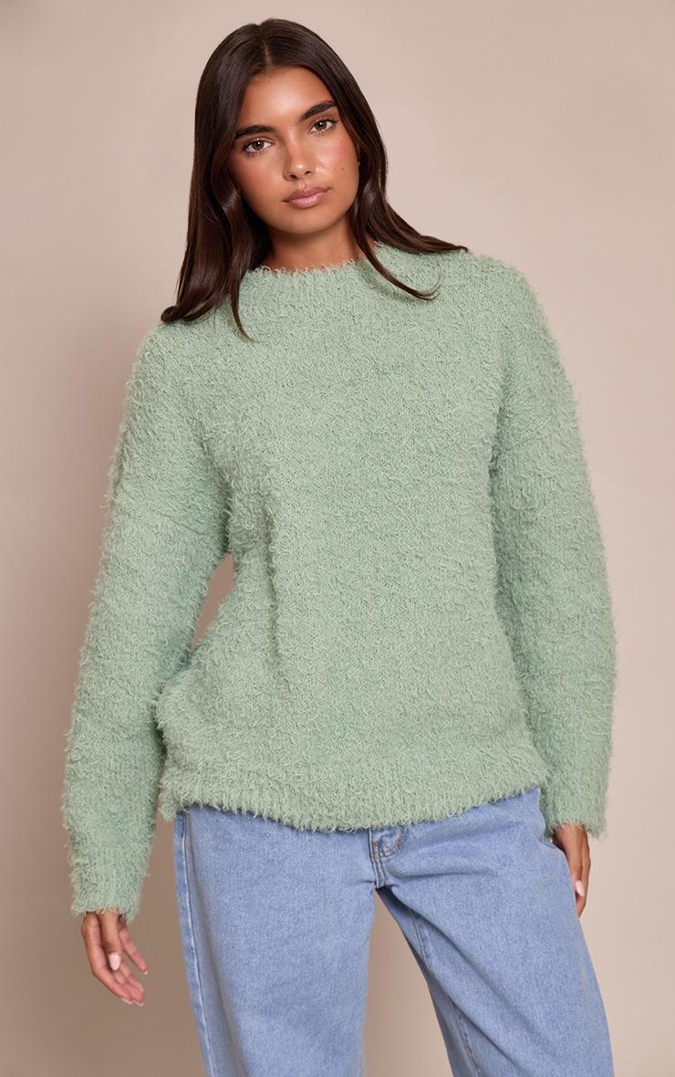 Pretty Little Thing Mint Teddy Knit Oversized Sweater