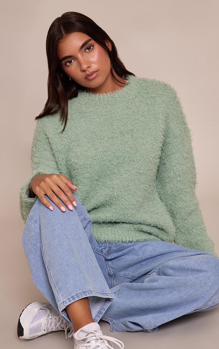 Pretty Little Thing Mint Teddy Knit Oversized Sweater