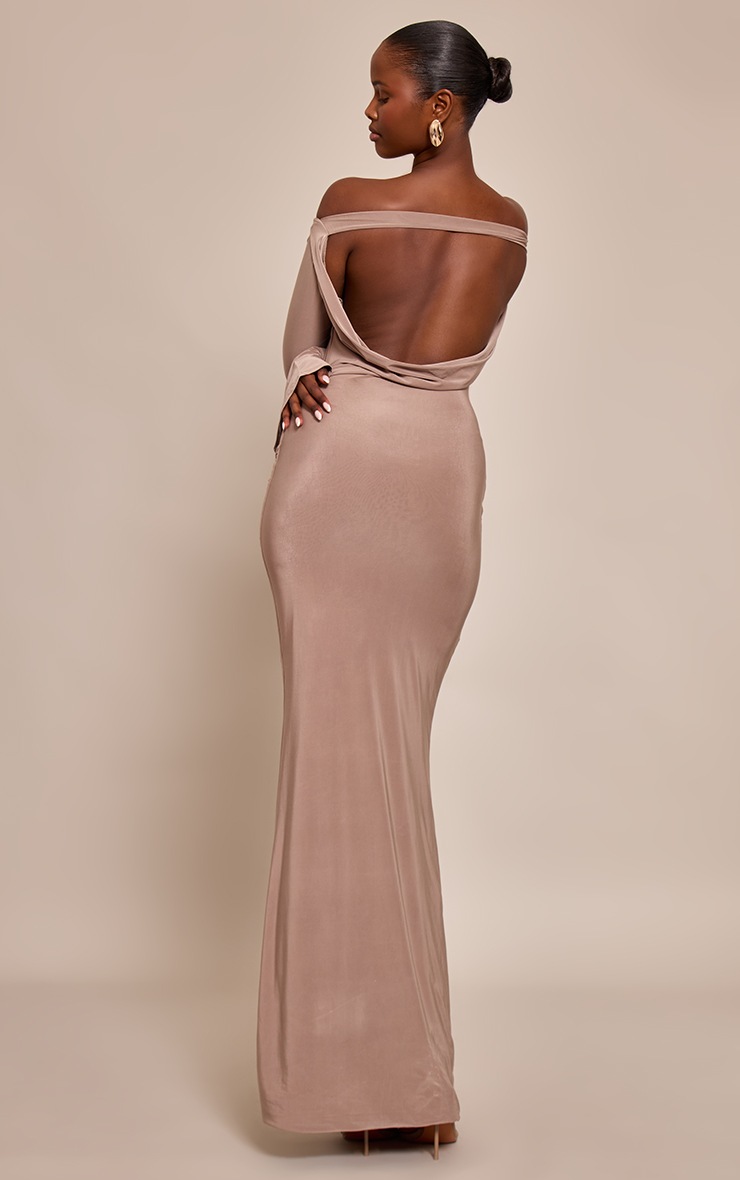 Pretty Little Thing Mocha Double Slinky Twist Detail Maxi Dress