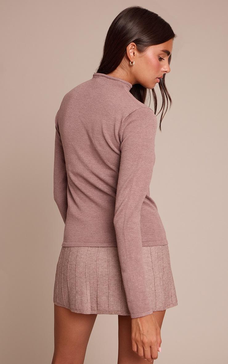 Pretty Little Thing Mocha Fine Knit High Neck Sweater