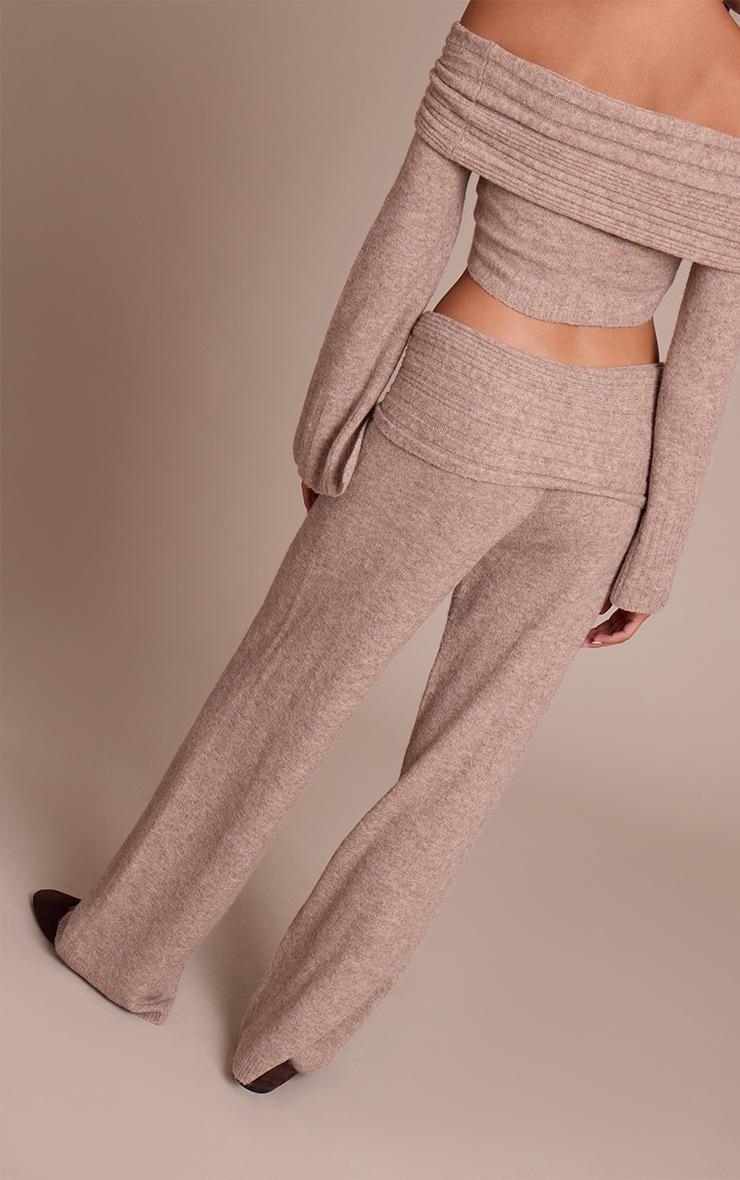 Pretty Little Thing Mocha Rib Soft Knit Fold Over Pant