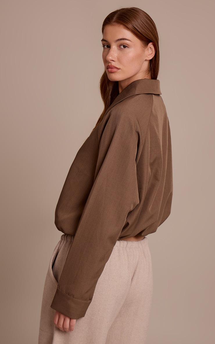 Pretty Little Thing Mocha Utility Style Draw Cord Bomber Jacket
