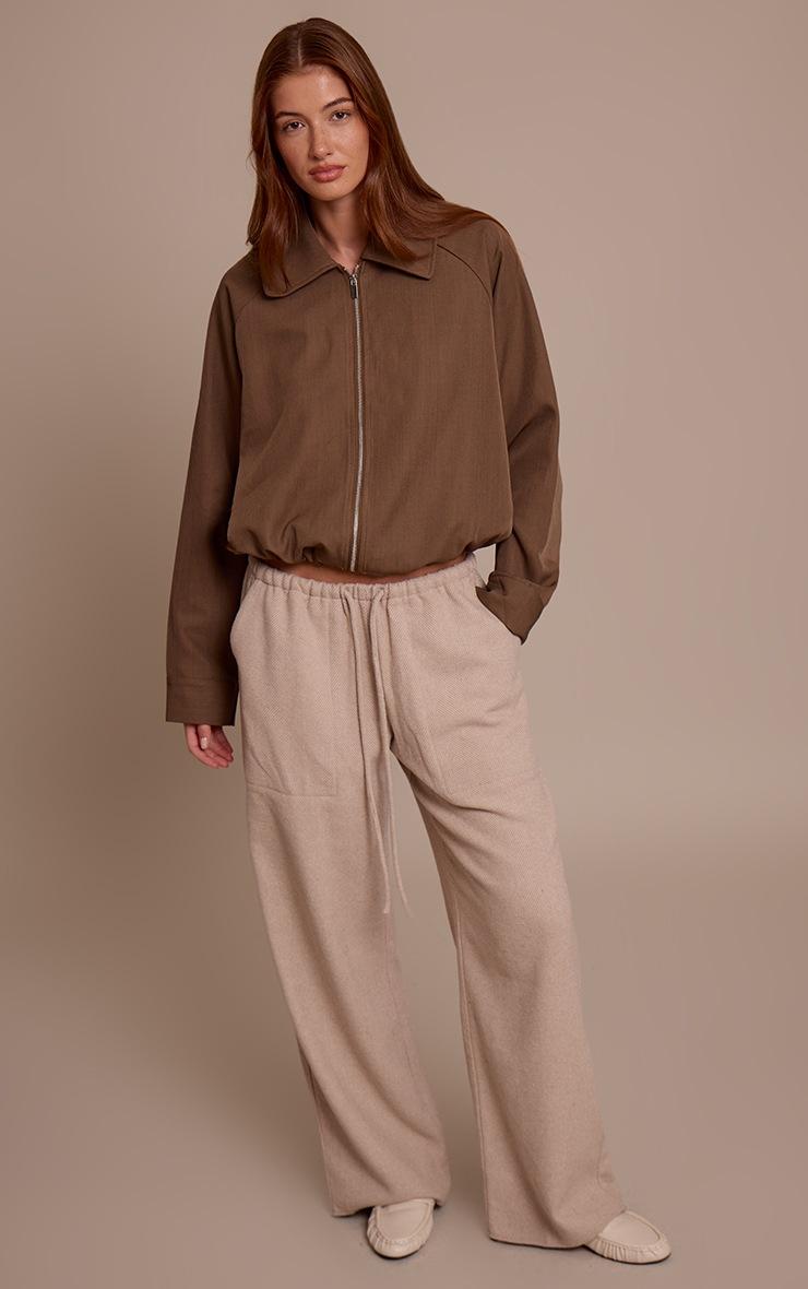 Pretty Little Thing Mocha Utility Style Draw Cord Bomber Jacket