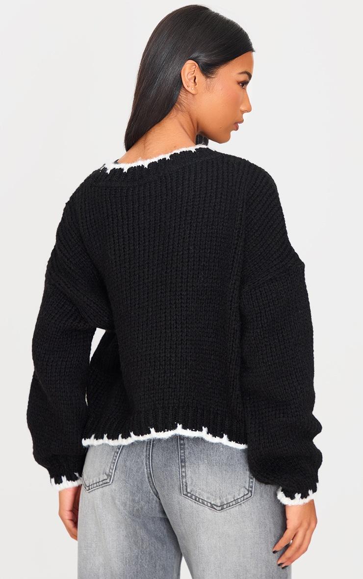 Pretty Little Thing Monochrome Blanket Stitch Oversized Knit Sweater