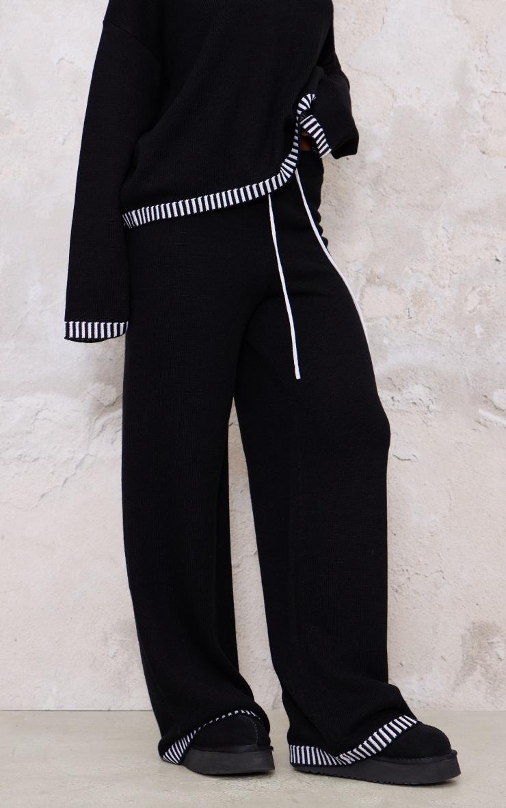 Pretty Little Thing Monochrome Contrast Stitch Detail Knit Drawstring Waist Pants