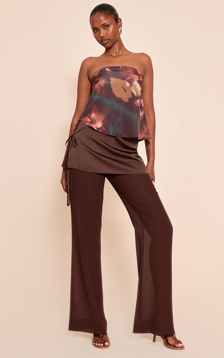 Pretty Little Thing Multi Abstract Print Bandeau Chiffon Top