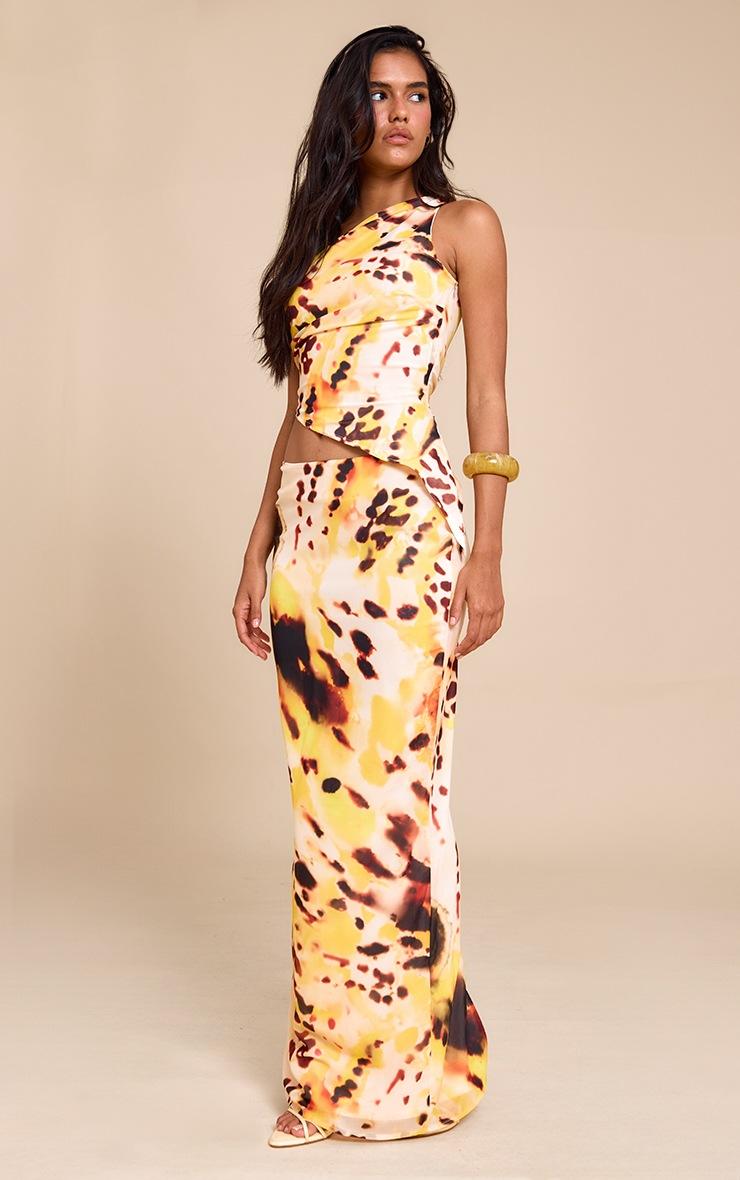 Pretty Little Thing Multi Abstract Print Chiffon Asymmetric Top