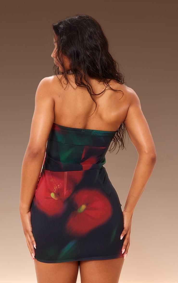 Pretty Little Thing Multi Chiffon Printed Corset Bandeau Mini Dess