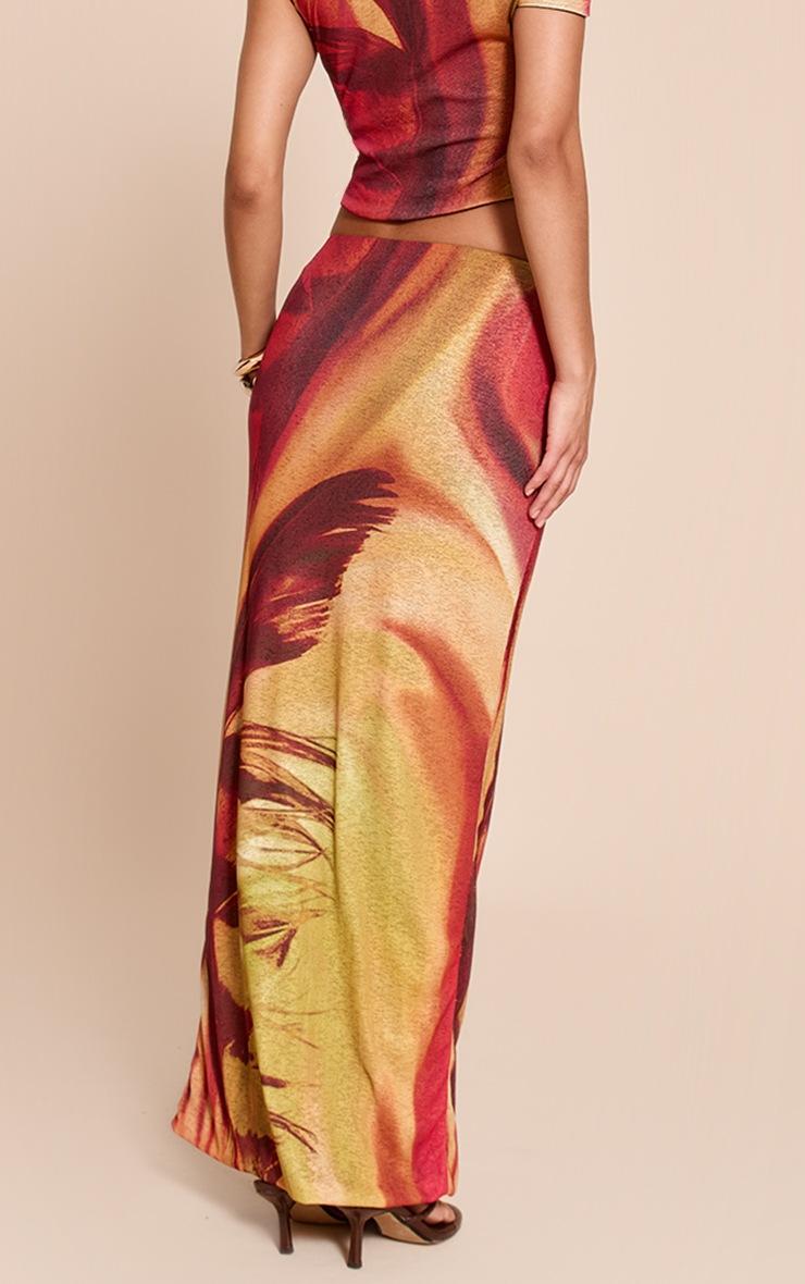 Pretty Little Thing Multi Feather Print Onion Skin Low Rise Maxi Skirt