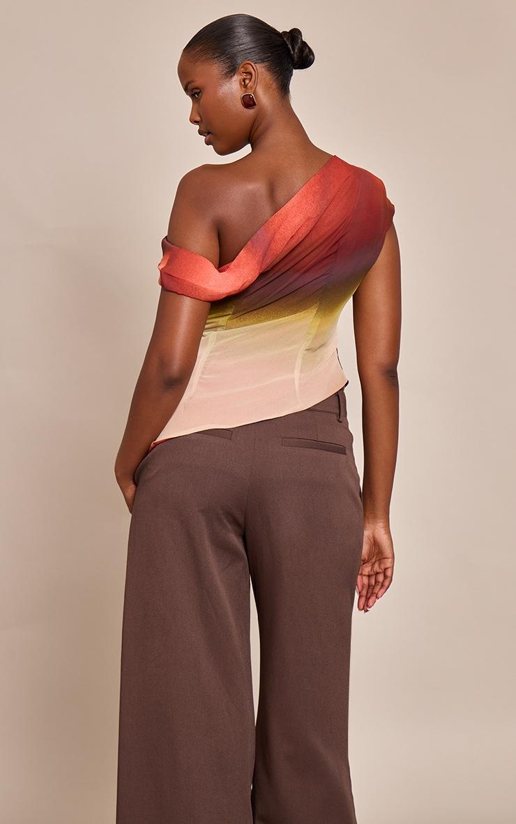 Pretty Little Thing Multi Printed Chiffon Asymmetric Drapey Long Top