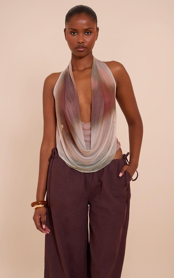 Pretty Little Thing Multi Printed Mesh Halter Neck Top