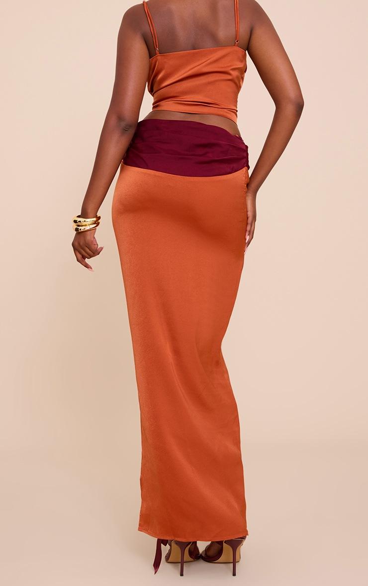 Pretty Little Thing Multi Satin Pleated Contrast Maxi Skirt