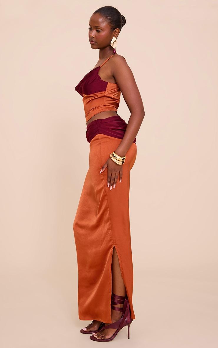 Pretty Little Thing Multi Satin Pleated Contrast Strappy Cami Top