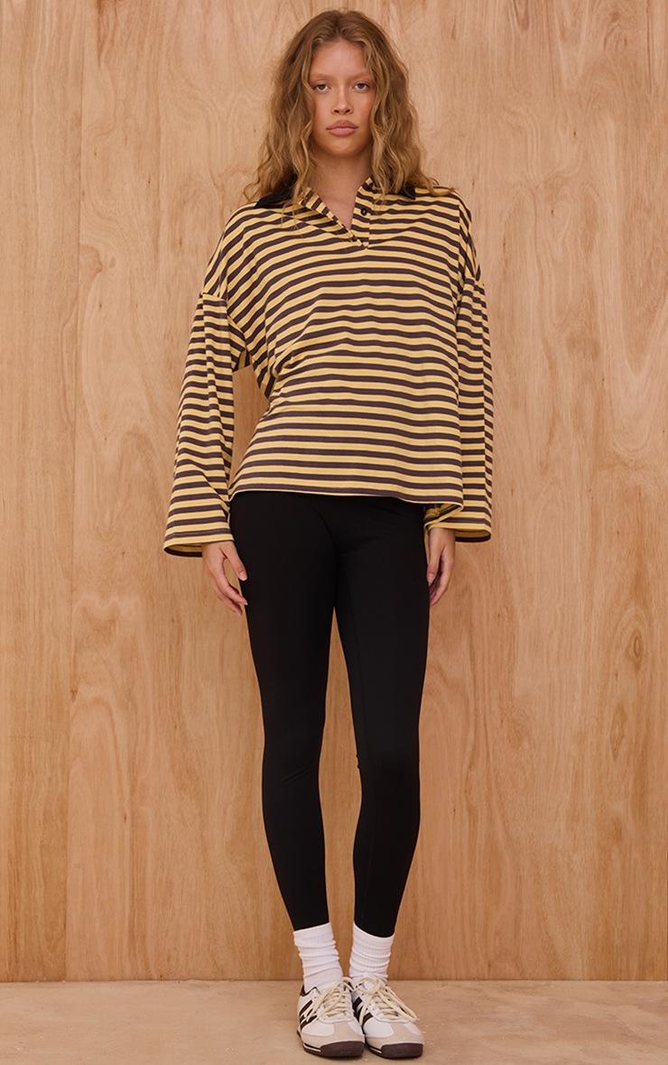 Pretty Little Thing Multi Stripey Collar Detail Long Sleeve Rugby Top