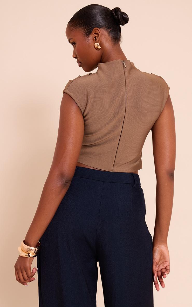 Pretty Little Thing Mushroom Bandage Pleat Detail Cap Sleeve Top