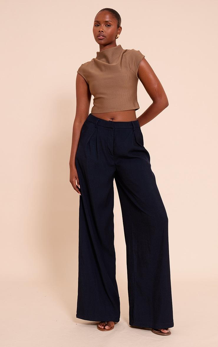 Pretty Little Thing Mushroom Bandage Pleat Detail Cap Sleeve Top