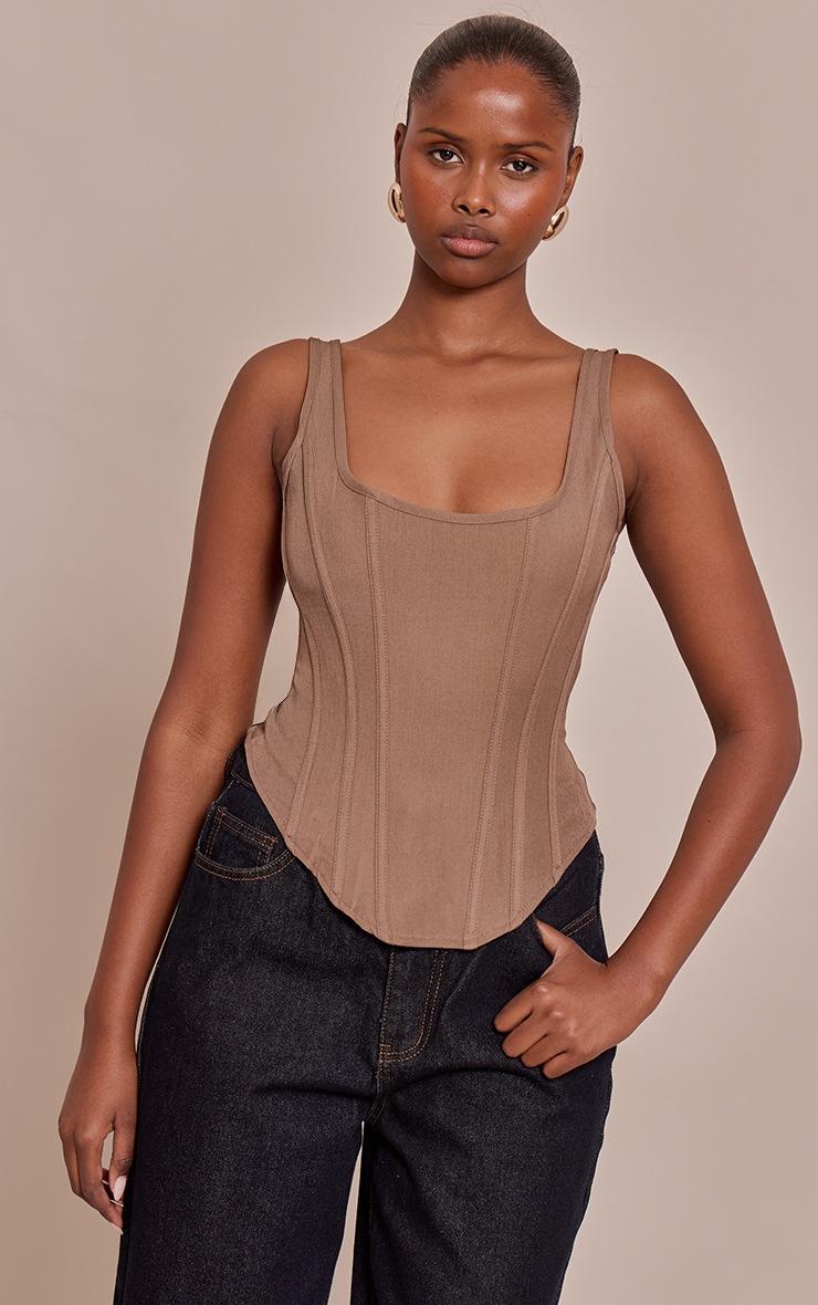 Pretty Little Thing Mushroom Boned Dip Hem Longline Corset