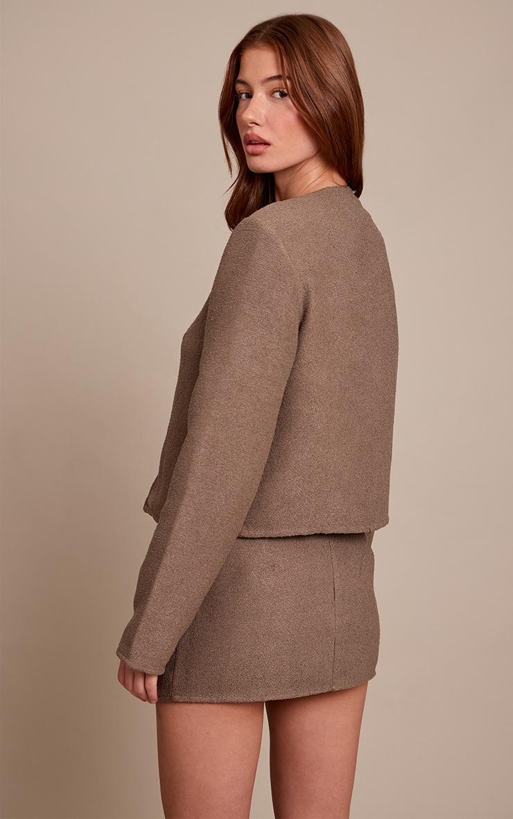 Pretty Little Thing Mushroom Boucle Zip Up Bomber Jacket