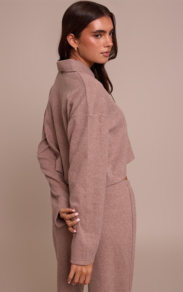 Pretty Little Thing Mushroom Brushed Rib Button Shirt