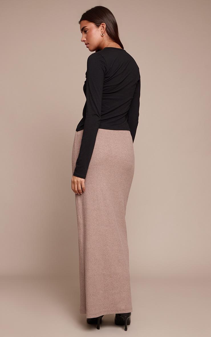 Pretty Little Thing Mushroom Brushed Rib Low Rise Maxi Skirt