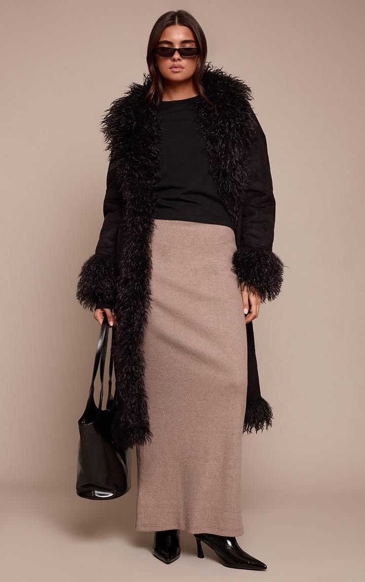 Pretty Little Thing Mushroom Brushed Rib Low Rise Maxi Skirt