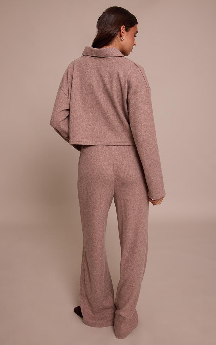 Pretty Little Thing Mushroom Brushed Rib Wide Leg Drawstring Pants