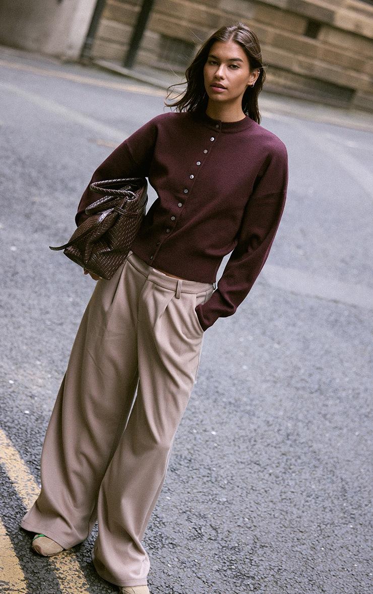 Pretty Little Thing Mushroom Brushed Tailored Straight Leg Pants