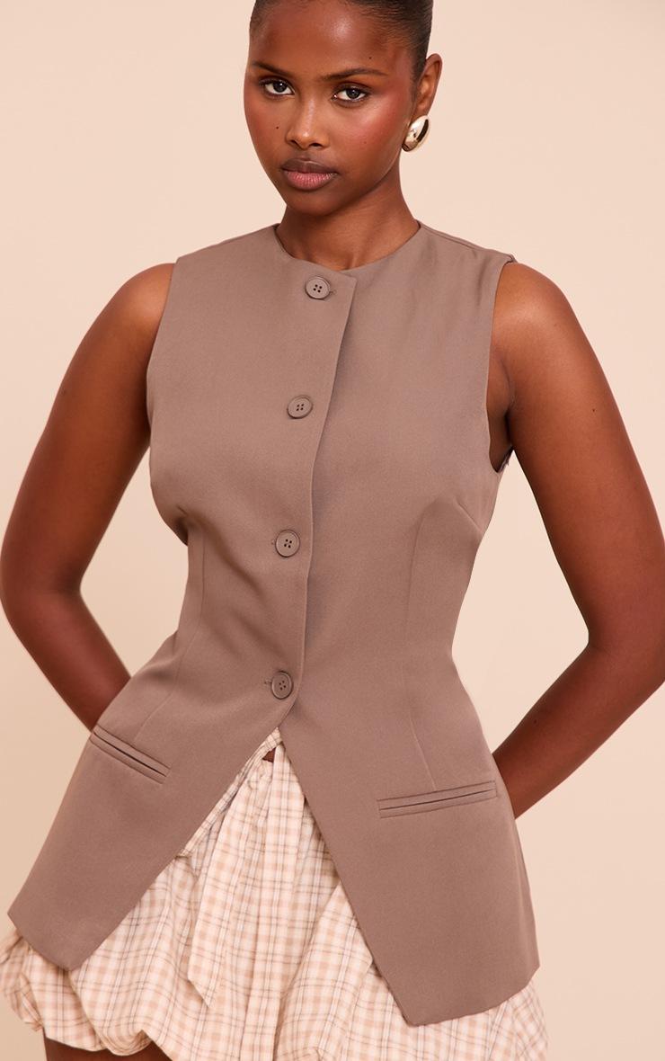 Pretty Little Thing Mushroom Button Up Sleeveless Vest