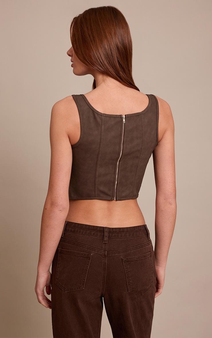 Pretty Little Thing Mushroom Coated Woven Scoop Neck Bonded Corset