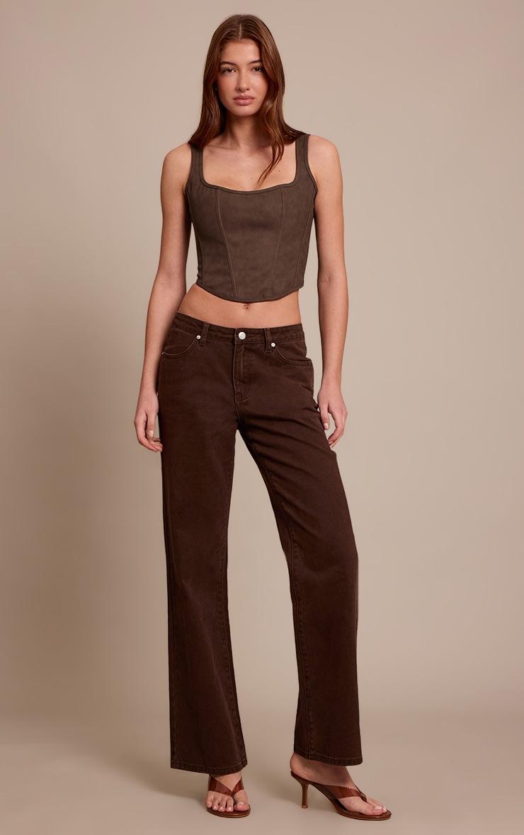 Pretty Little Thing Mushroom Coated Woven Scoop Neck Bonded Corset