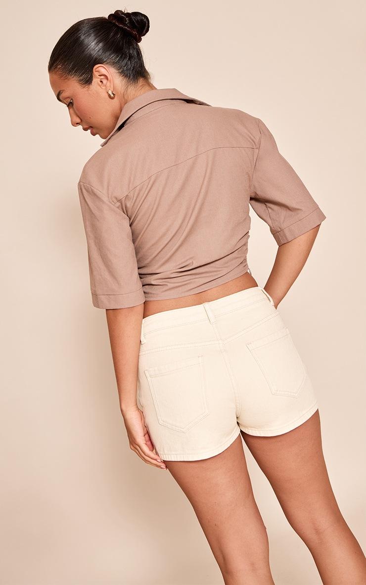 Pretty Little Thing Mushroom Lightweight Woven Cropped Shirt