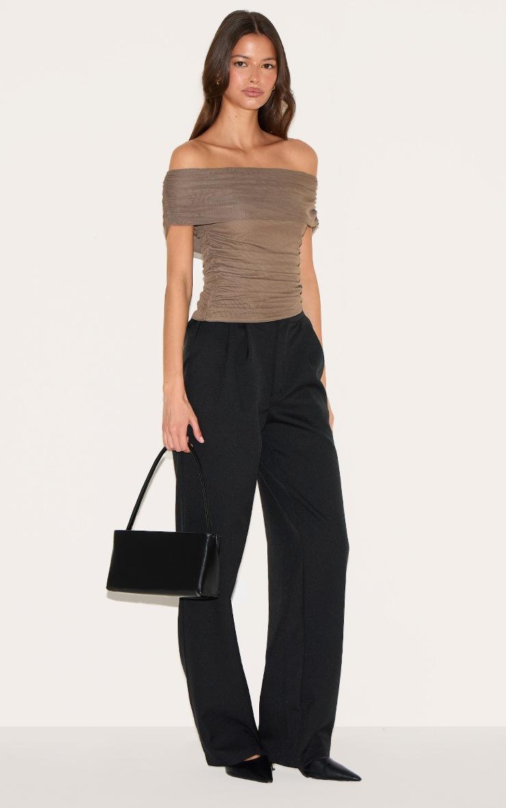 Pretty Little Thing Mushroom Mesh Foldover Ruched Bandeau Top