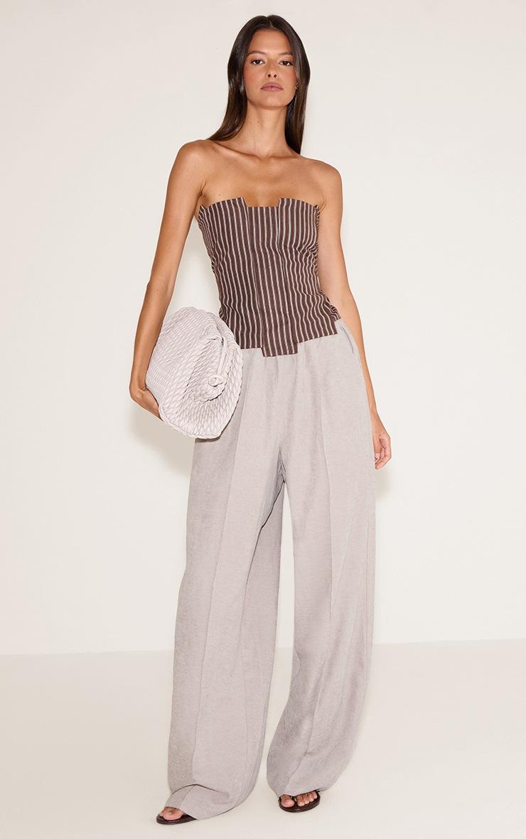 Pretty Little Thing Mushroom Peachskin Wide Leg Pants