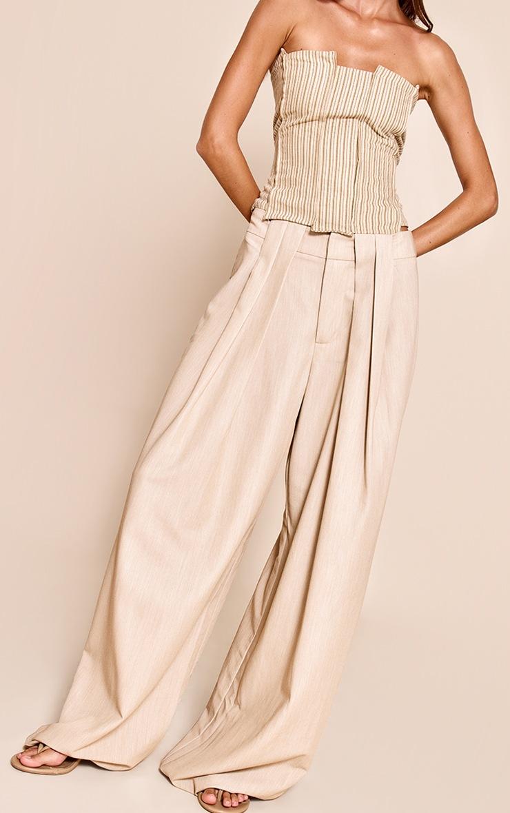 Pretty Little Thing Mushroom Pleated Woven Wide Leg Pants