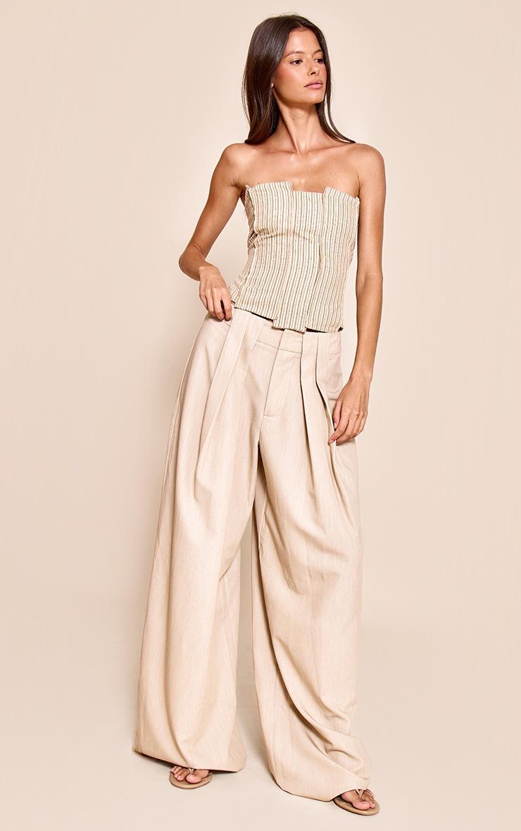 Pretty Little Thing Mushroom Pleated Woven Wide Leg Pants