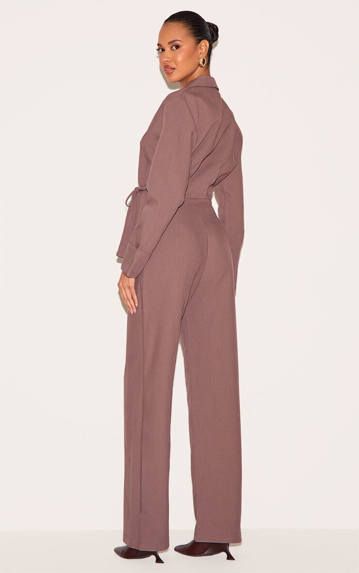 Pretty Little Thing Mushroom Premium Woven Tie Side Blazer Jumpsuit