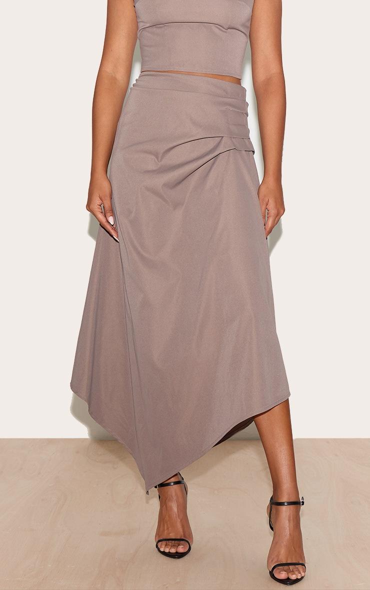 Pretty Little Thing Mushroom Ruched Detail Hanky Hem Midaxi Skirt