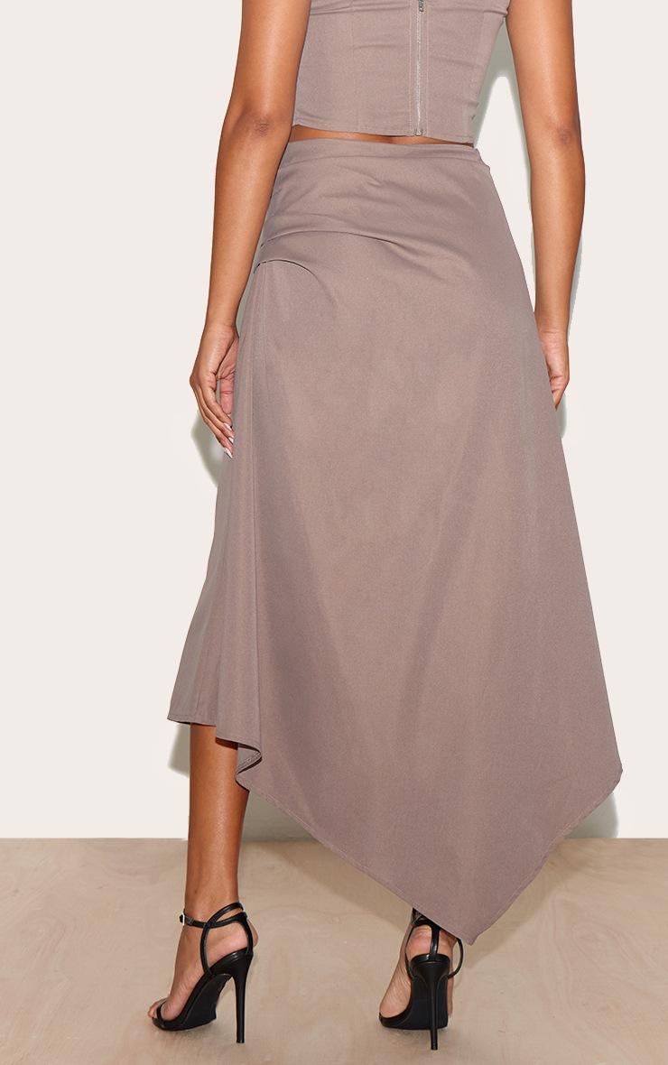 Pretty Little Thing Mushroom Ruched Detail Hanky Hem Midaxi Skirt