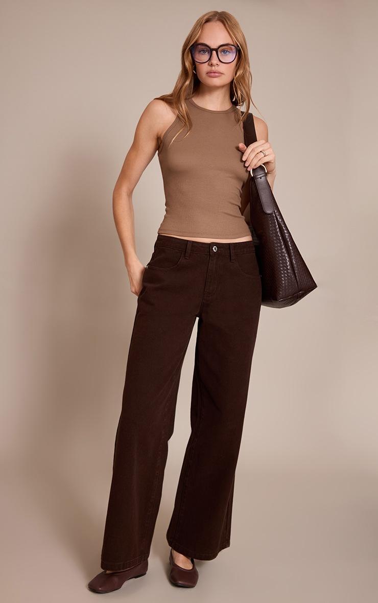 Pretty Little Thing Mushroom Soft Rib Racer Neck Vest Top